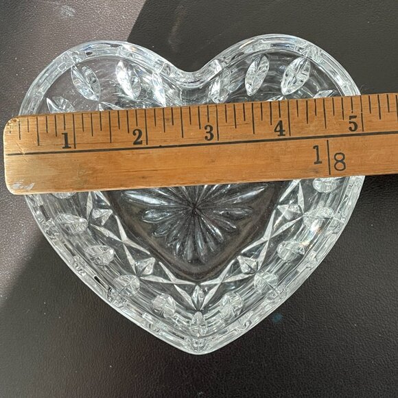 German 24% Lead Crystal Glass Heart Candy Trinket Deep Bowl Dish-Valentines!! - Picture 4 of 6